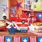 7-Piece 4th of July Decorations – Patriotic Wooden Table Centerpieces with Red Truck, Star & Faux Book Stack for Tiered Trays, Home, Office, Shelf & Mantel